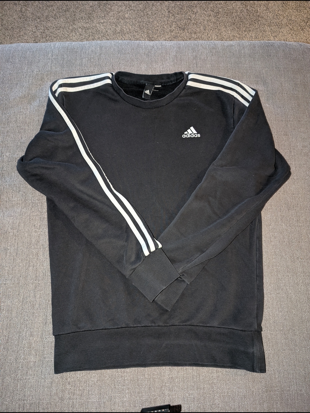 adidas Black Crewneck Sweatshirt with White Stripes